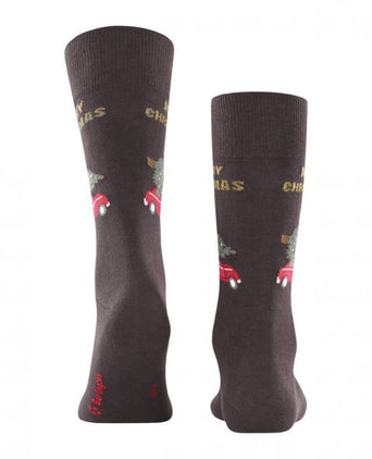 Christmas car men socks | Brown