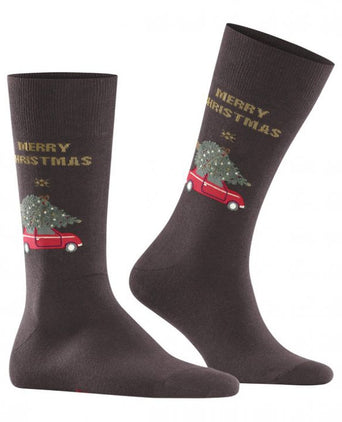 Christmas car men socks | Brown