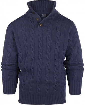 Sweater polo cashmere merino wool | Denim Blue