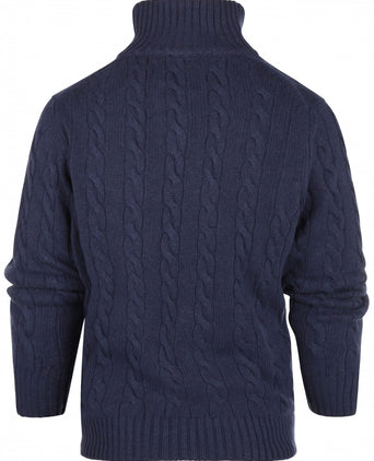 Sweater polo cashmere merino wool | Denim Blue