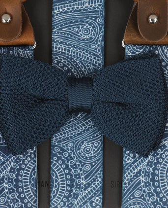 Bow tie/suspender combination with clips and tabs | Blue
