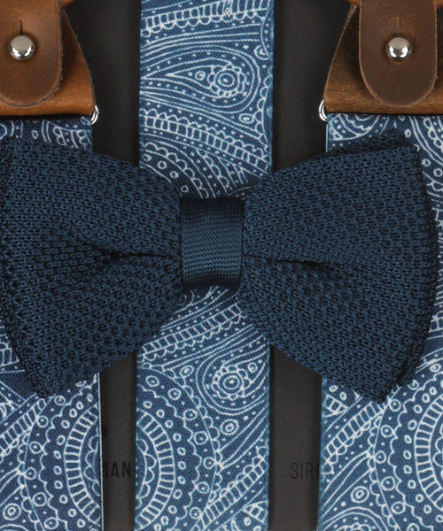 Bow tie/suspender combination with clips and tabs | Blue