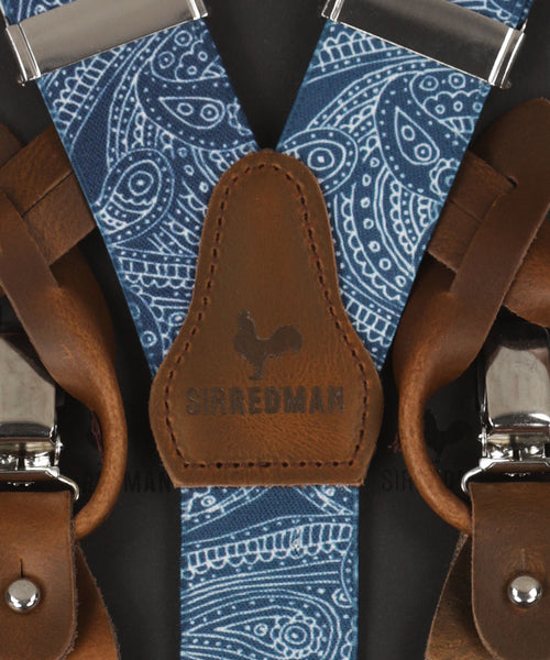 Bow tie/suspender combination with clips and tabs | Blue