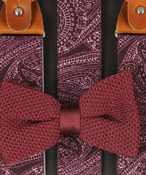 Bow tie/suspender combination with clips and tabs | Red