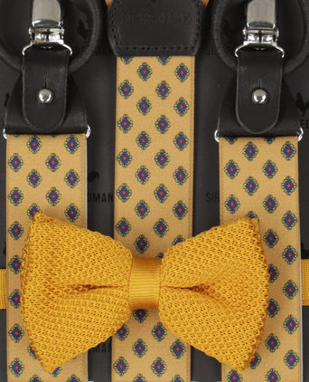 Bow tie/suspender combination with clips and tabs | Yellow
