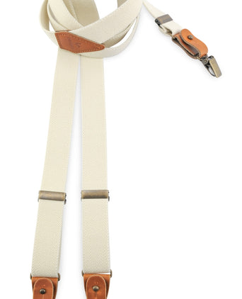 Bow tie/suspender combination with clips and tabs | White