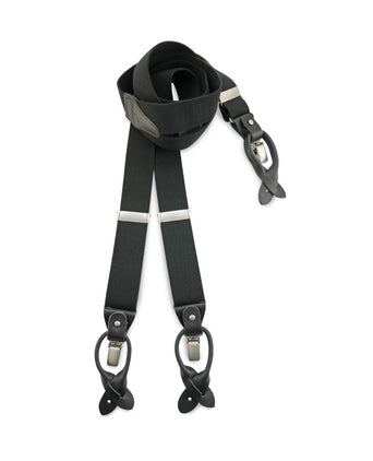 Luxury leather suspenders with clips and tabs | Black