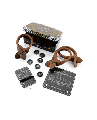 Luxury leather suspenders with clips and tabs | Brown