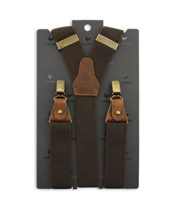 Luxury leather suspenders with clips and tabs | Brown