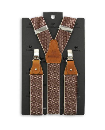 Luxury leather suspenders with clips and tabs | Red