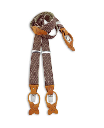 Luxury leather suspenders with clips and tabs | Red