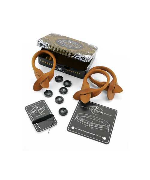 Luxury leather suspenders with clips and tabs | Red