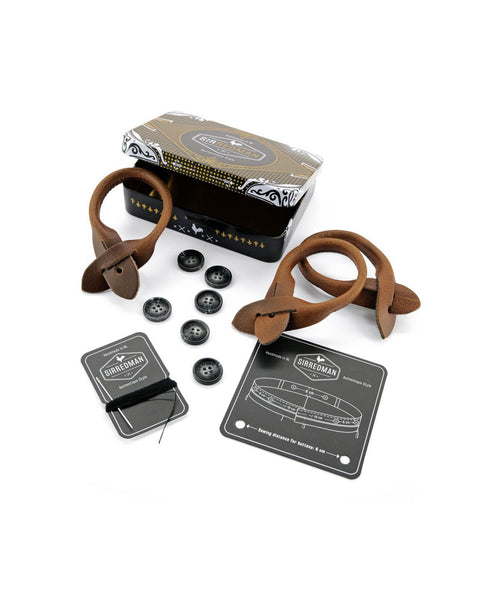 Luxury leather suspenders with clips and tabs | Green