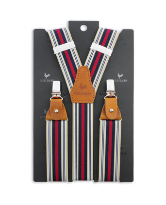 Luxury leather suspenders with clips and tabs | White