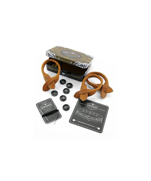 Luxury leather suspenders with clips and tabs | White