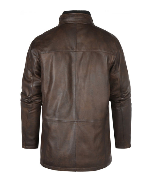 Leather jacket with lining | Brown