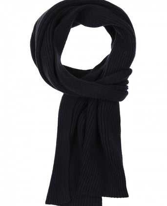 WL Cashmere Rib Scarf | Navy Blue