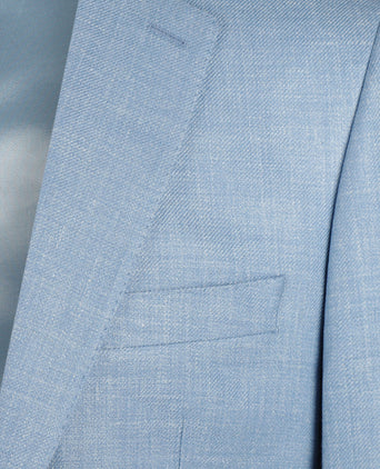 Zijden linnen wolmix colbert | Blauw