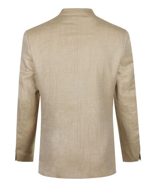 Silk linen wool blend blazer | Brown