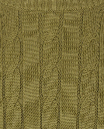 Cable Knit Sweater Cotton/Cashmere Crew Neck | Green