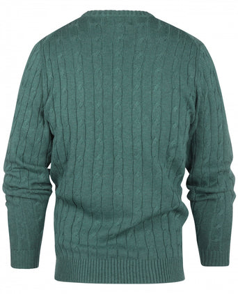 Cable Knit Sweater Cotton/Cashmere Crew Neck | Green