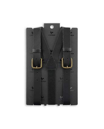 Leather 2-in-1 braces with clips and tabs | Black