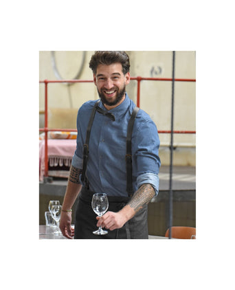 Leather 2-in-1 braces with clips and tabs | Black