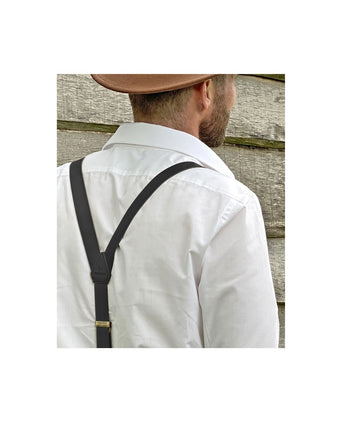 Leather 2-in-1 braces with clips and tabs | Black