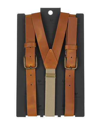 Leather 2-in-1 braces with clips and tabs | Brown