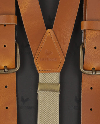 Leather 2-in-1 braces with clips and tabs | Brown