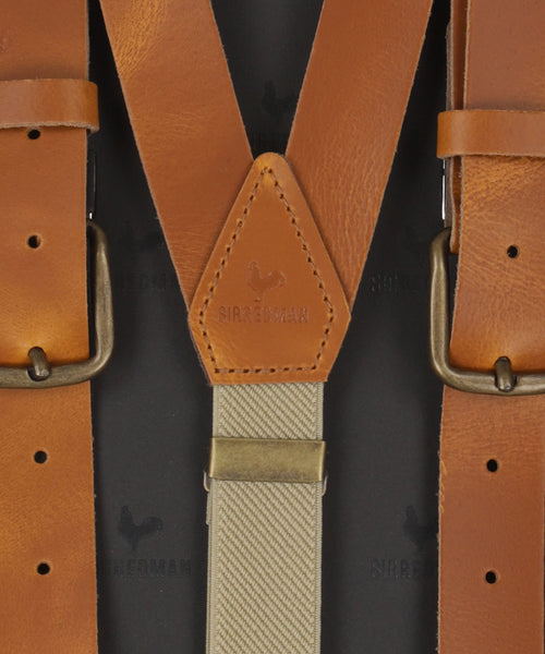 Leather 2-in-1 braces with clips and tabs | Brown