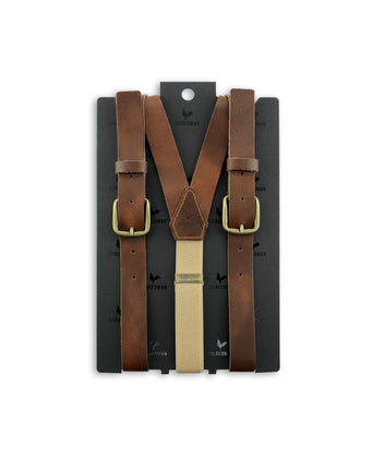 Leather 2-in-1 braces with clips and tabs | Brown