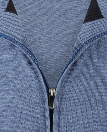 Merino Zip-Up Vest | Blue Mix