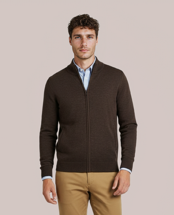 Merino Zip Vest | Brown