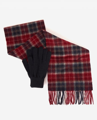 Barbour Tartan Scarf&Glove Gift Set | Red