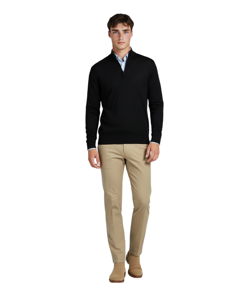 Pullover Merino wool zip collar | Navy