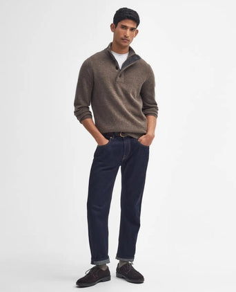 Pullover with zip and button closure | Brown