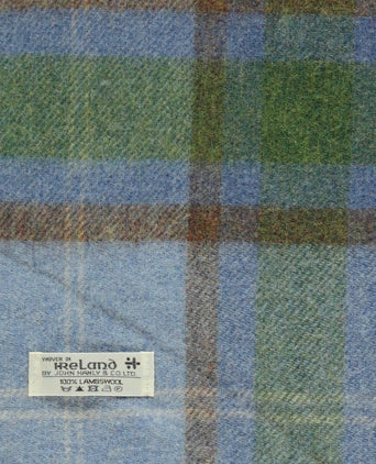 Geruite Lamswollen Sjaal | Light Blue Green Check