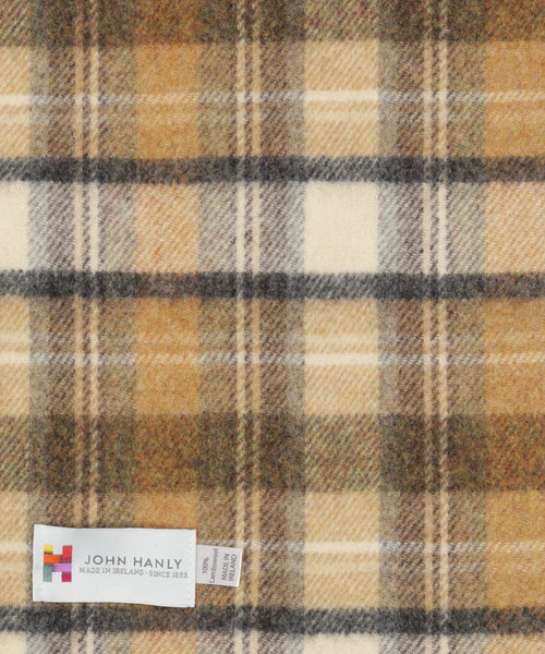 Checked Lambswool Scarf | Beige Orange Check