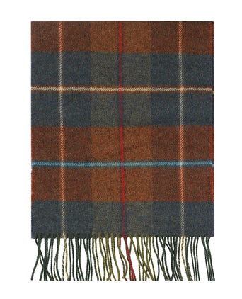Checkered Lambswool Scarf | Rust Brown Blue Red Plaid