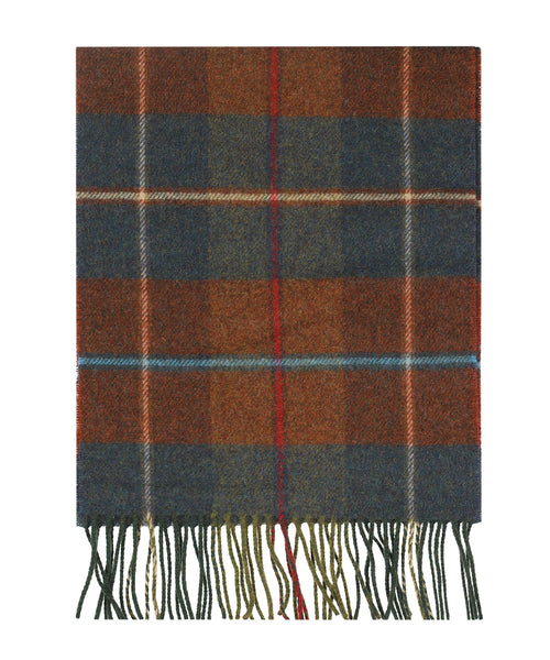 Checkered Lambswool Scarf | Rust Brown Blue Red Plaid