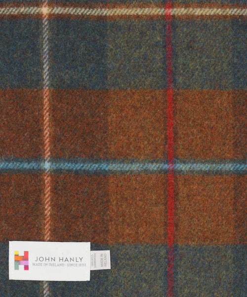 Checkered Lambswool Scarf | Rust Brown Blue Red Plaid
