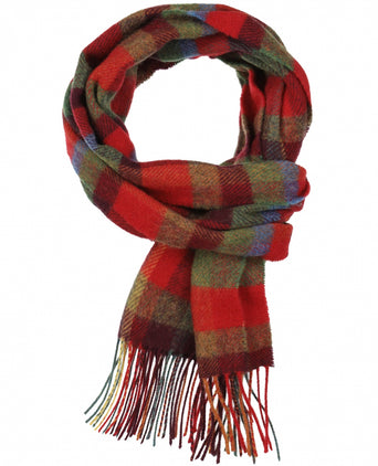Checked Lambswool Scarf | Red