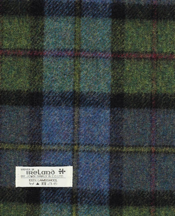 Geruite Lamswollen Sjaal | Denim Green Tartan