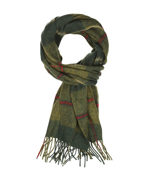 Checkered Lambswool Scarf | Country Green Red Cream Plaid