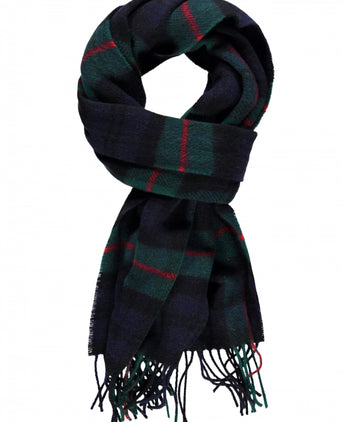 Lamswollen Sjaal Ruit | Navy Red Bottle Green Check