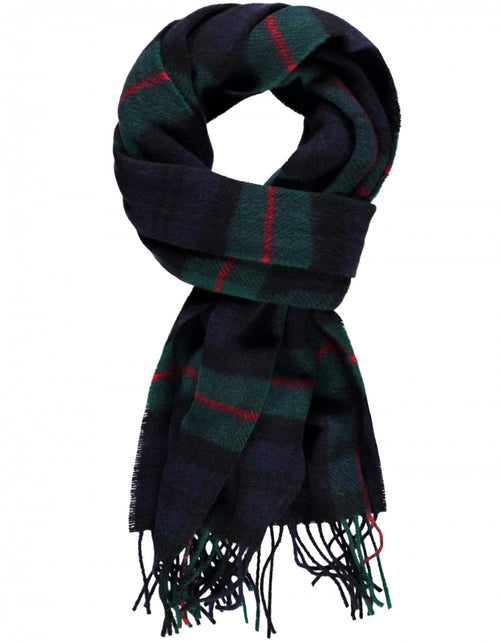 Lambswool Scarf Check | Navy Red Bottle Green Check