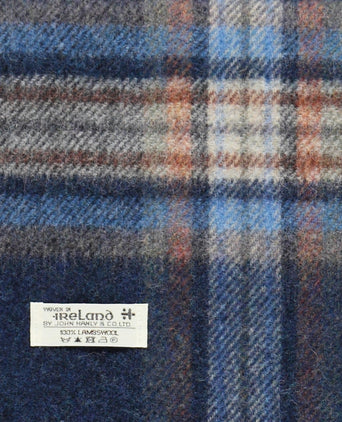 Long Lambswool checked scarf | Orange Denim Check