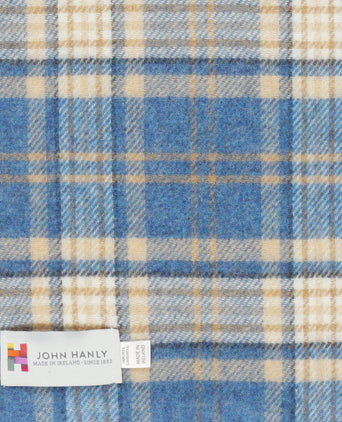 Long Lambswool Check Scarf | Blue Beige Check