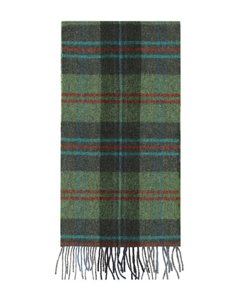 Long Lambswool Check Scarf | Green Red Overcheck Plaid